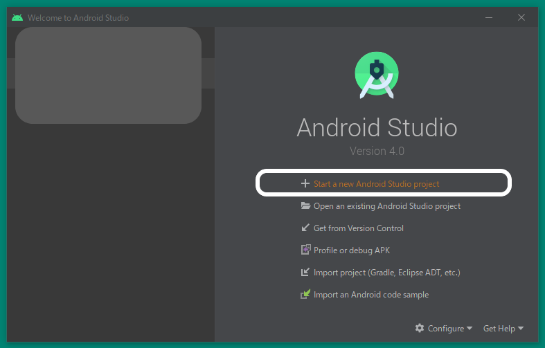ゼロから始めるプログラミング Android　スタート画面